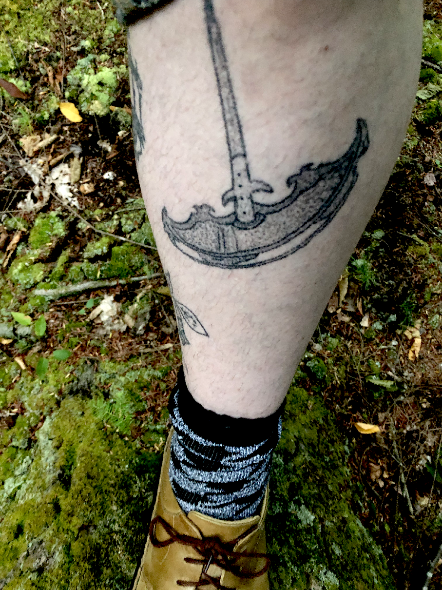 Guillotine Tattoo at Three Months of Healed Time | This image has been adjusted 5% Brightness and Contrast.